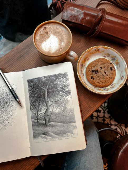 Carnet de craquis + cookie moelleux + latte = le bon mix