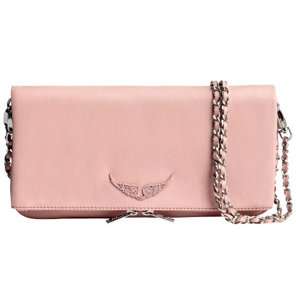 Pochette en cuir chanes en mtal | Rose