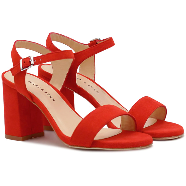 Sandales  talon cuir daim rouge