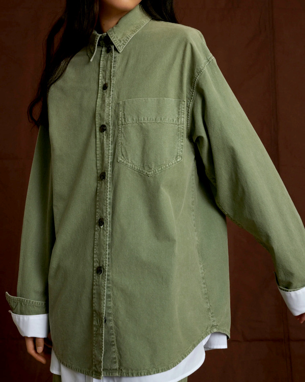 Chemise oversize en toile dlave vert d'eau