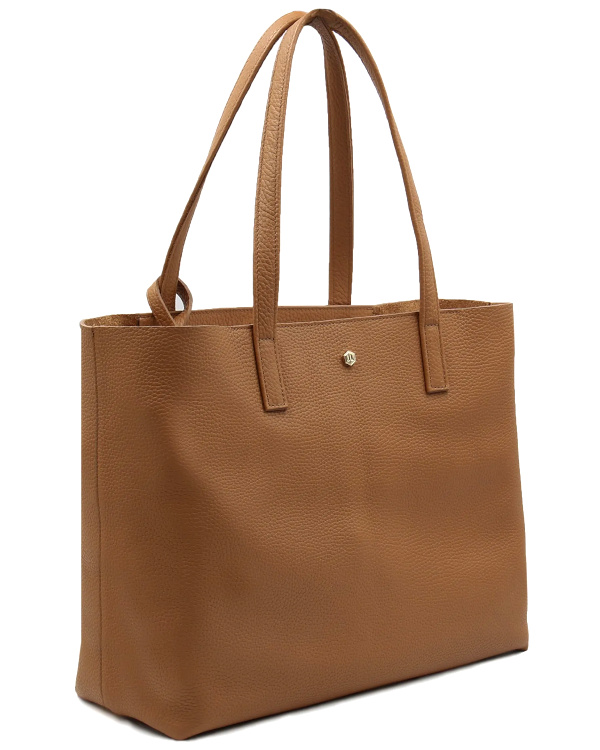 Sac cabas cuir souple grain camel