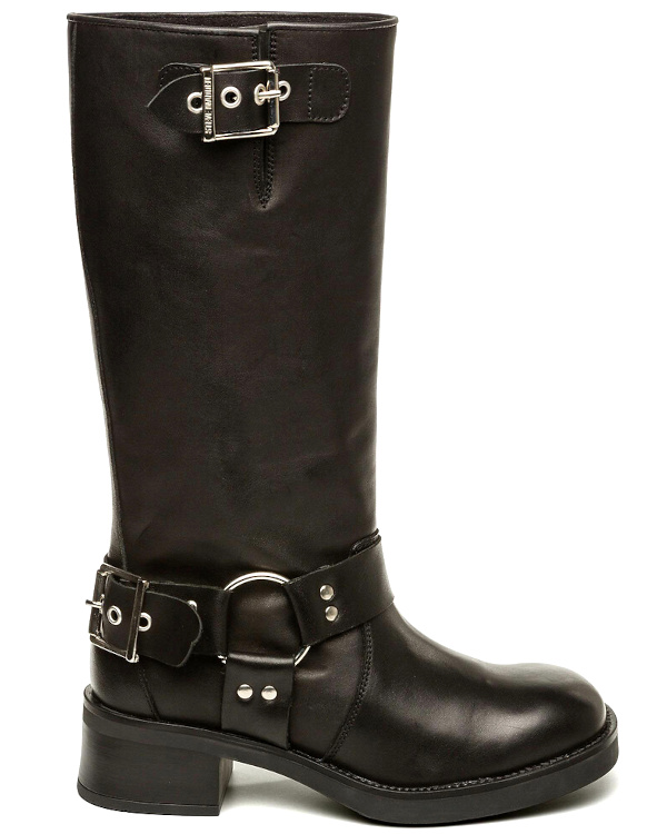 Bottes motardes en cuir noir