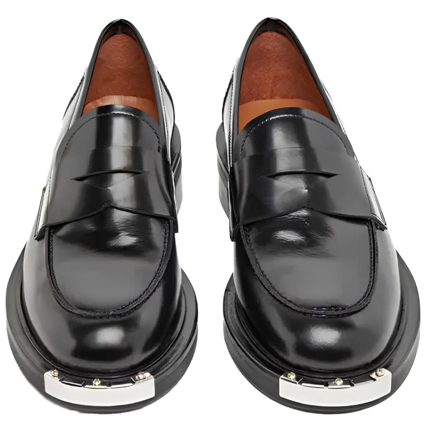 Derbies  dtails mtalliques en cuir lisse | Noir