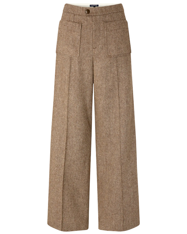 Pantalon droite en laine  chevron | Beige