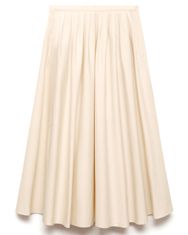 Jupe midi plisse beige