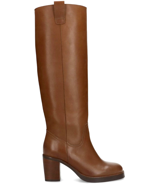 Bottes  talon en cuir marron