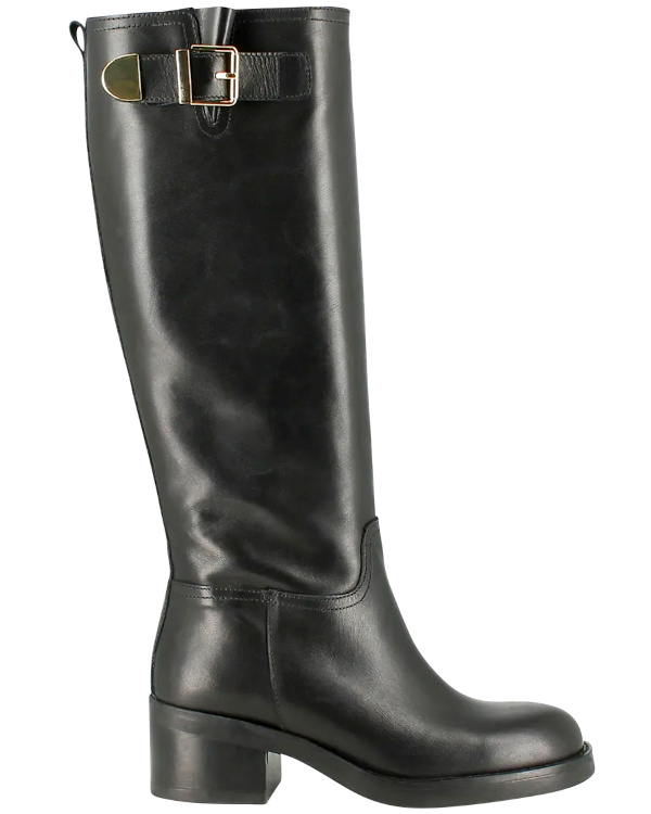 Bottes hauts  boucles en cuir | Noir