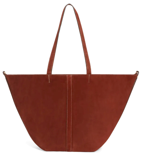 Petit sac cabas en cuir velours | Marron