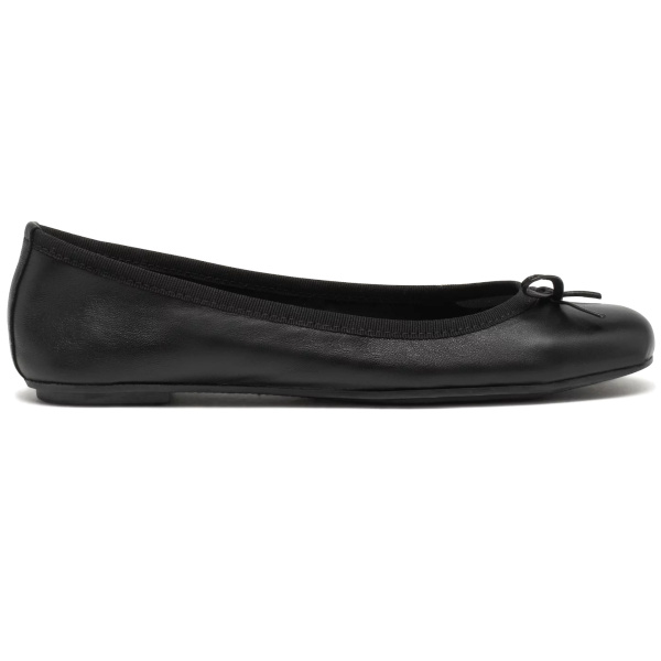 Ballerines plate dessus en cuir femme - Tano noir