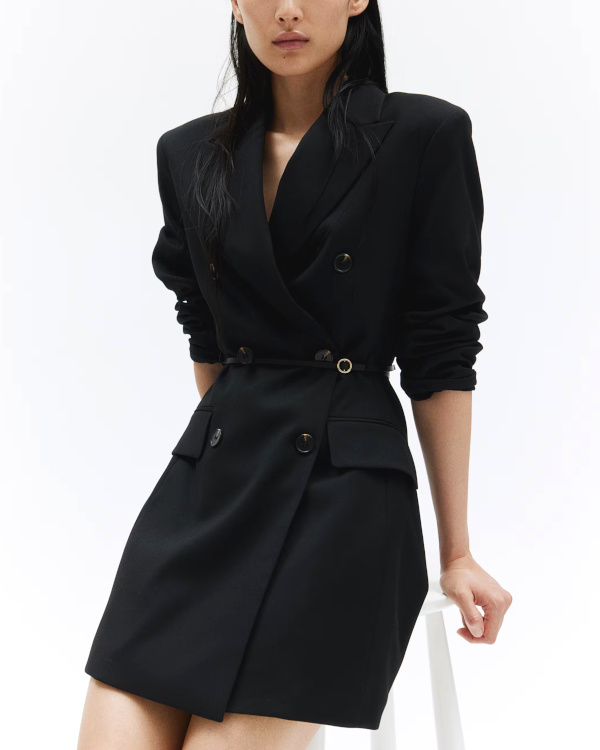 ROBE BLAZER AVEC CEINTURE noir