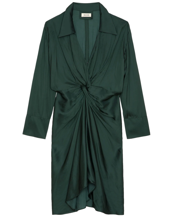 Robe midi drape | Vert