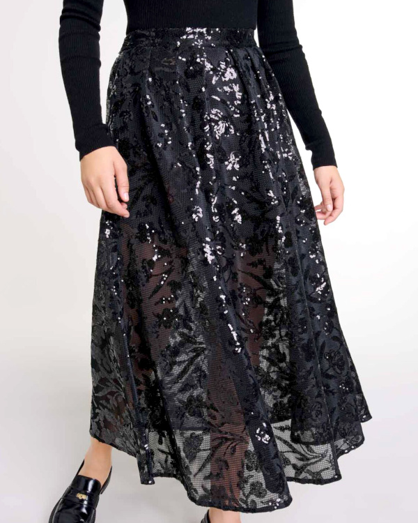 Jupe longue  sequins noir