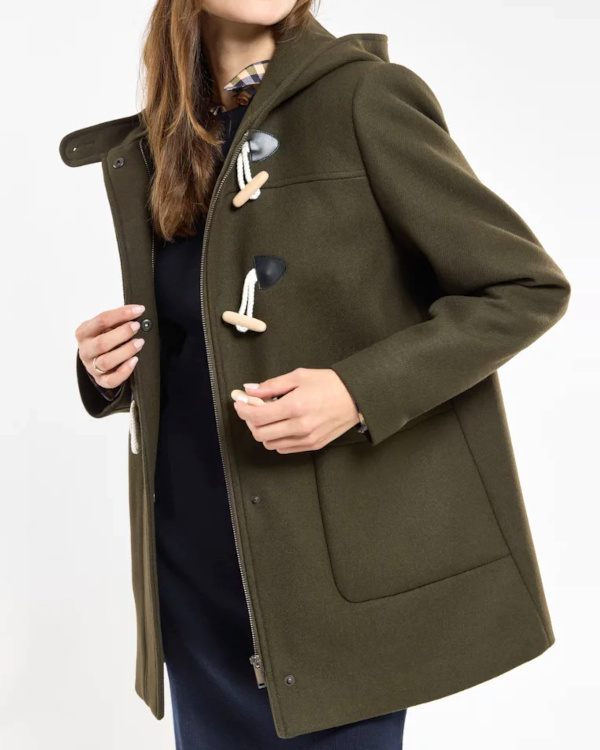 Duffle-coat court - laine kaki