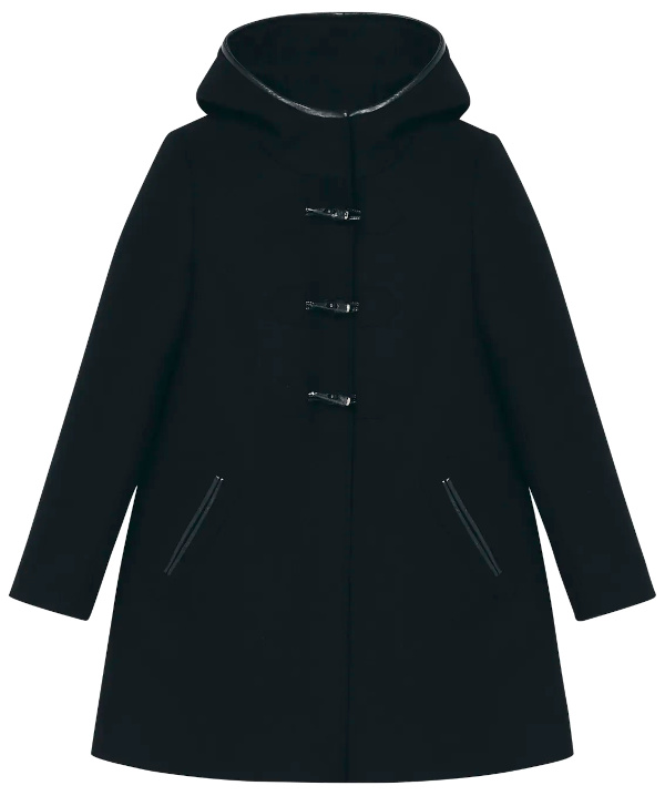 Duffle-coat droit en laine mlange | Noir