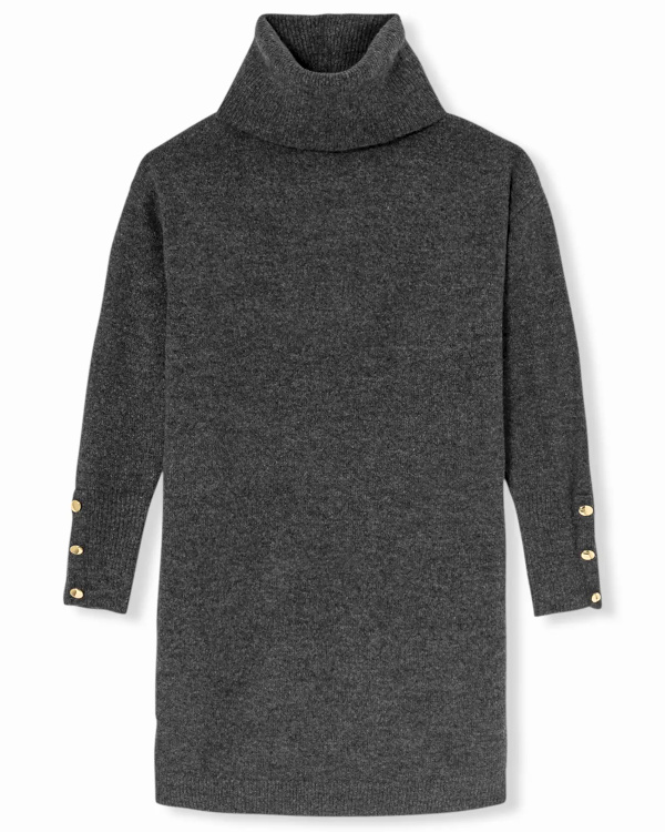 Robe-pull col roul Femme - Gris fonc