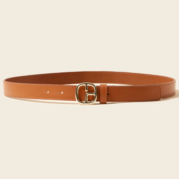 CEINTURE CUIR MONOGRAMME MARRON