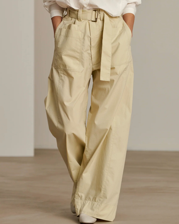 pantalon en coton craquant dlav beige