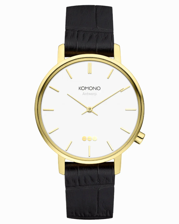 HARLOW CROCO - Montre en cuir | Noir