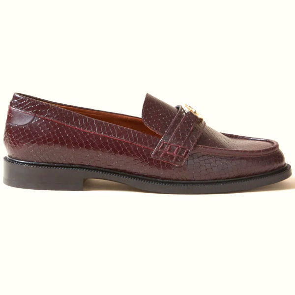 MOCASSINS EFFET SERPENT bordeaux