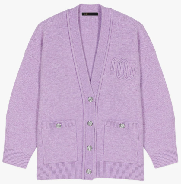 Cardigan col V ample en maille | Violet