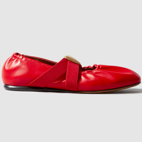 BALLERINES CUIR CUR DOR rouge