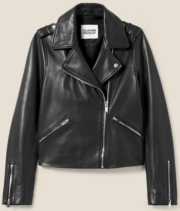 VESTE CUIR LISSE CINTRE noir