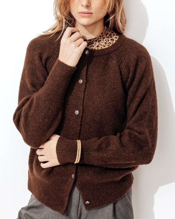 Cardigan boutonn Femme - Chocolat